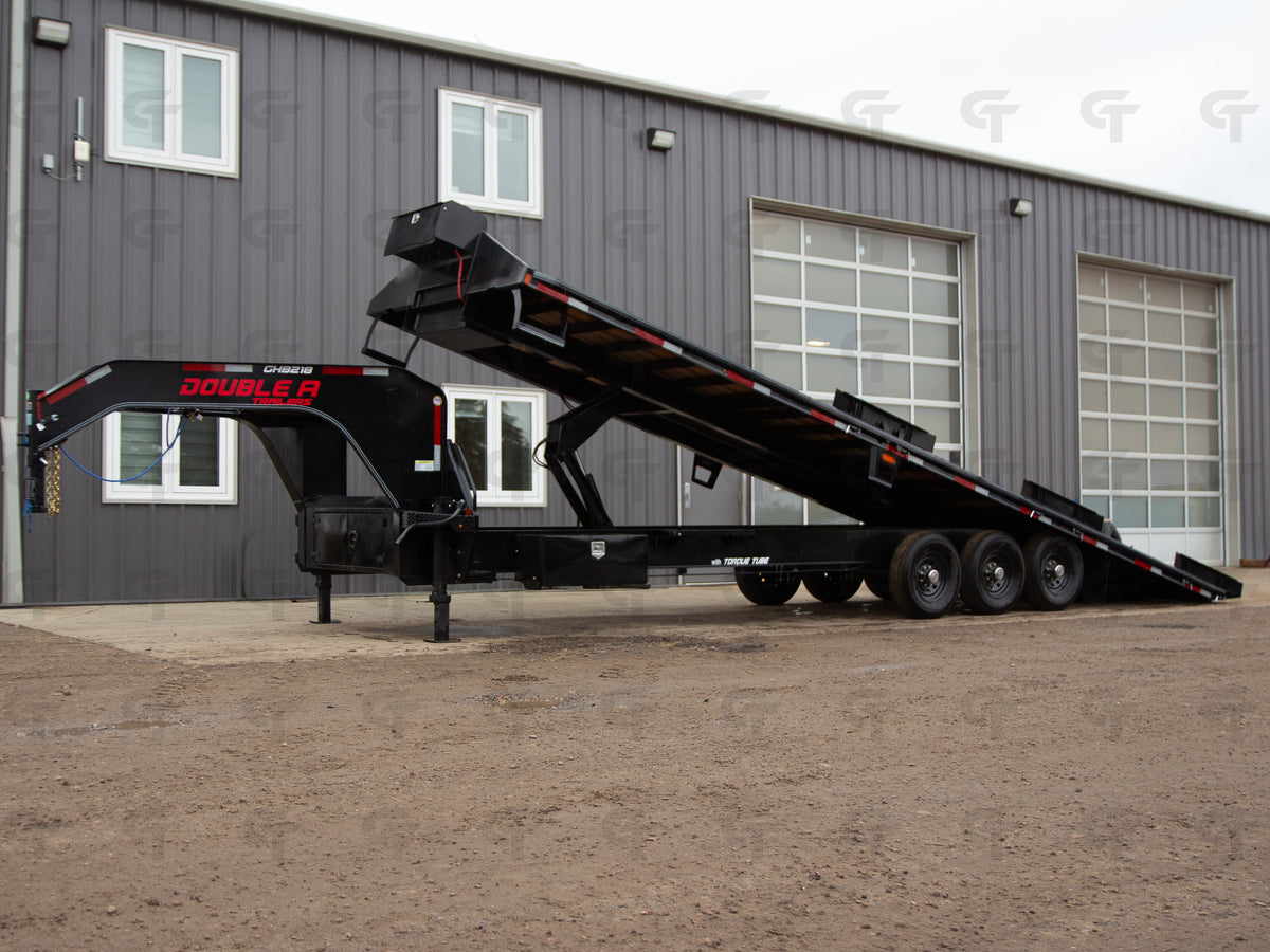 2026 Double A 30' Gooseneck Highboy/Deckover Full Tilt Trailer · Triple 7K Axles