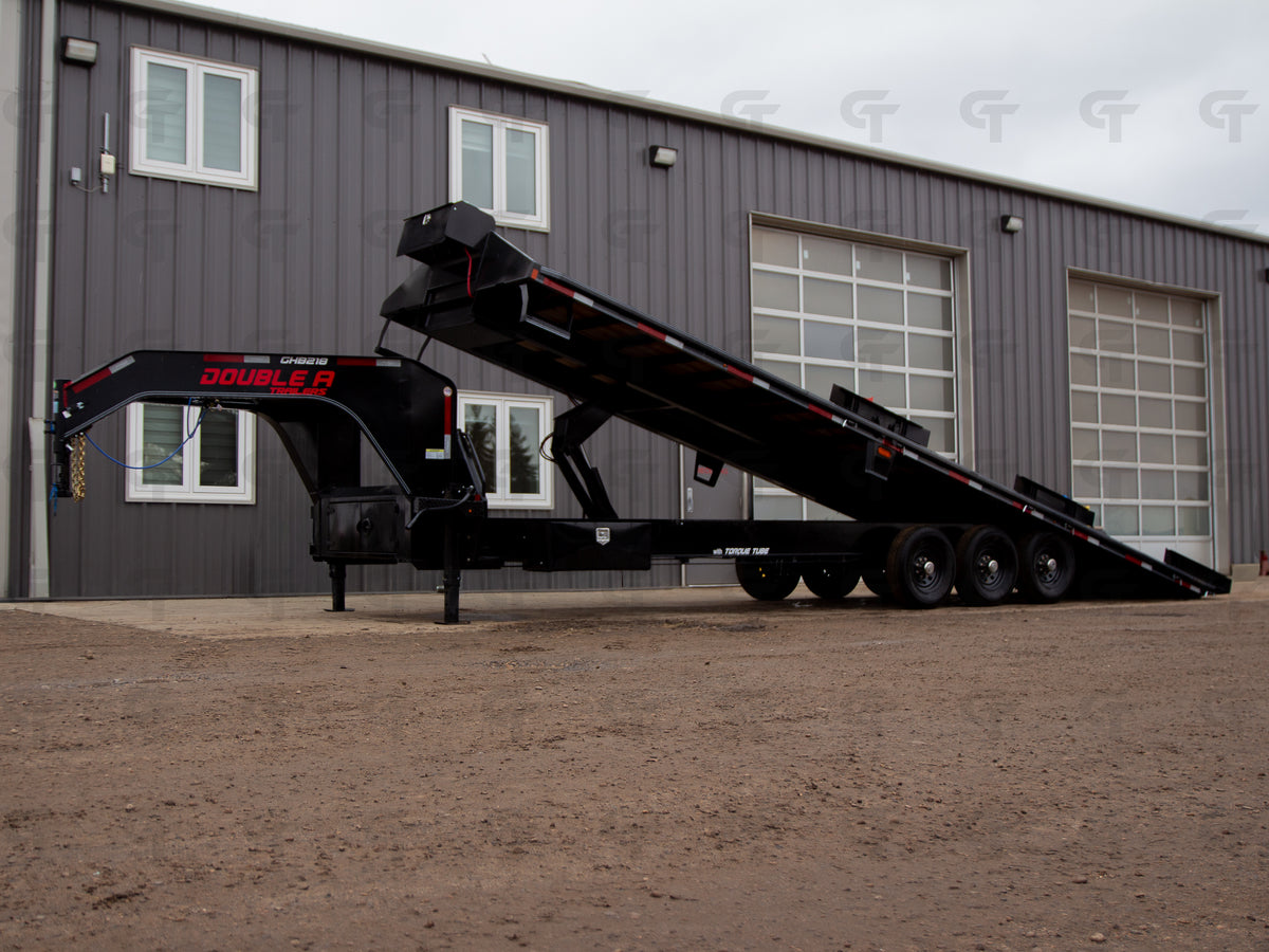 2026 Double A 30' Gooseneck Highboy/Deckover Full Tilt Trailer · Triple 7K Axles
